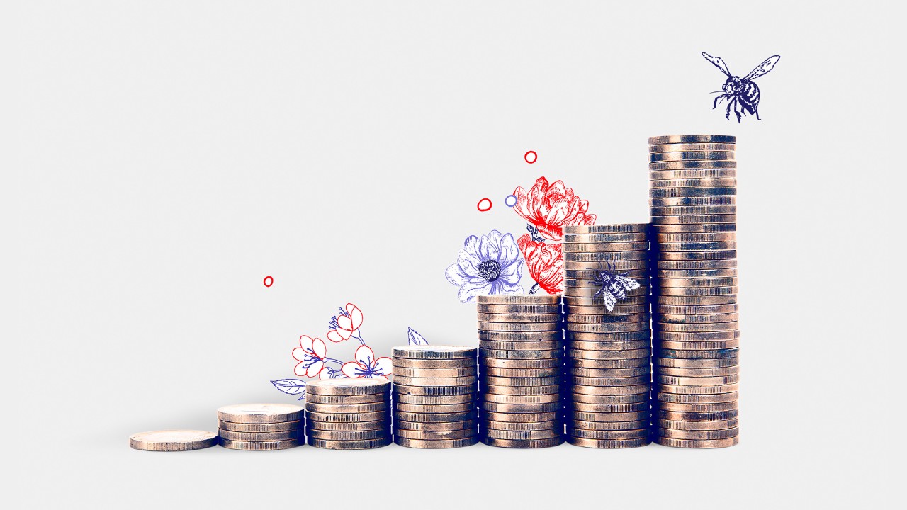 Coins stacked like a staircase