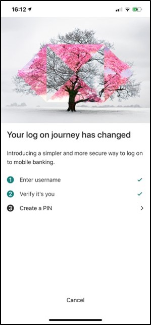 Notice page of log on journey has changed