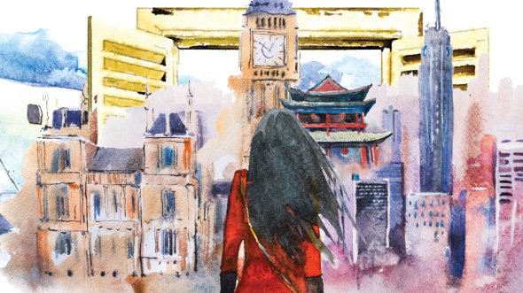 A girl facing the world; image used for HSBC Malaysia Liquid new adventure abroad