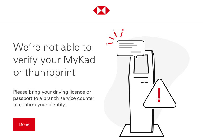 Unable to verify MyKad