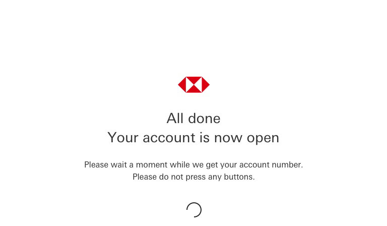 Finished account opening at Kiosk