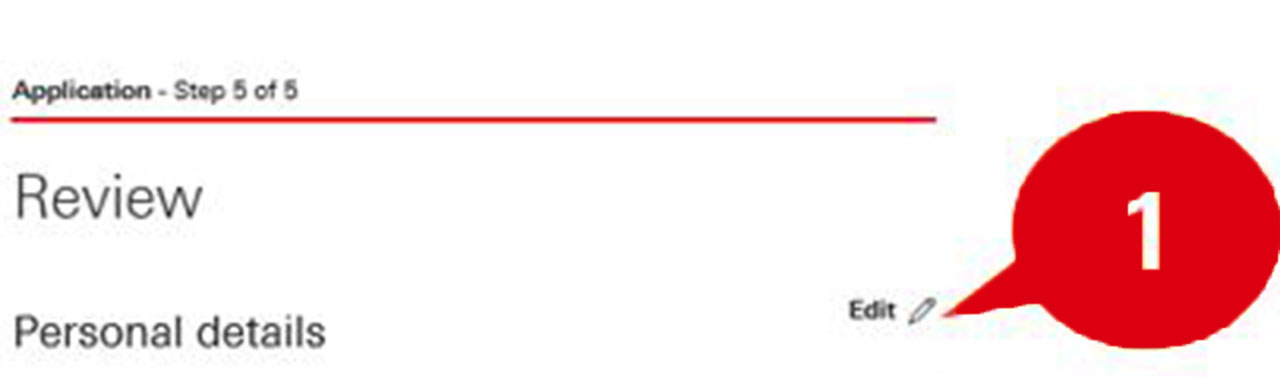 Step 5 of online application form, review