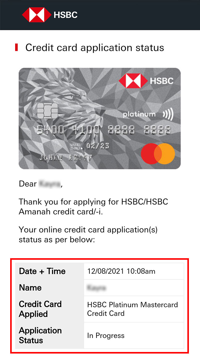 online credit card application status overview
