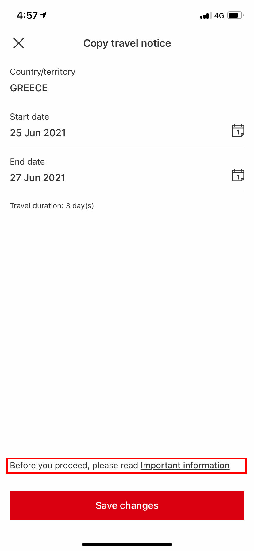 copy feature travel notices page