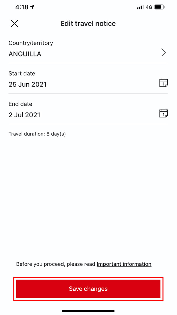 edit feature travel notices page