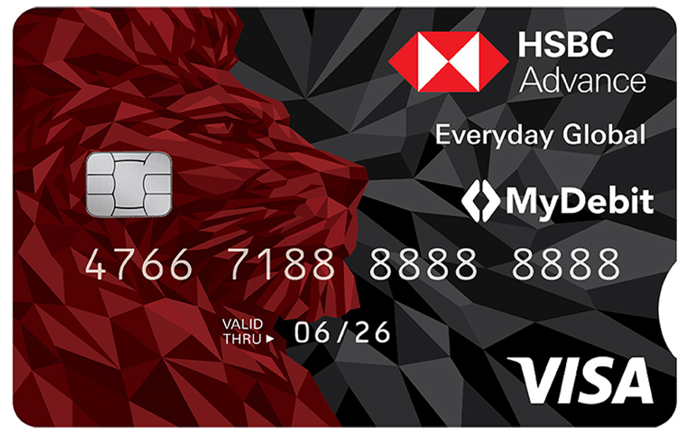 Card face of HSBC Advance Everyday Global Account; image used for HSBC Malaysia Everyday Global Account page.