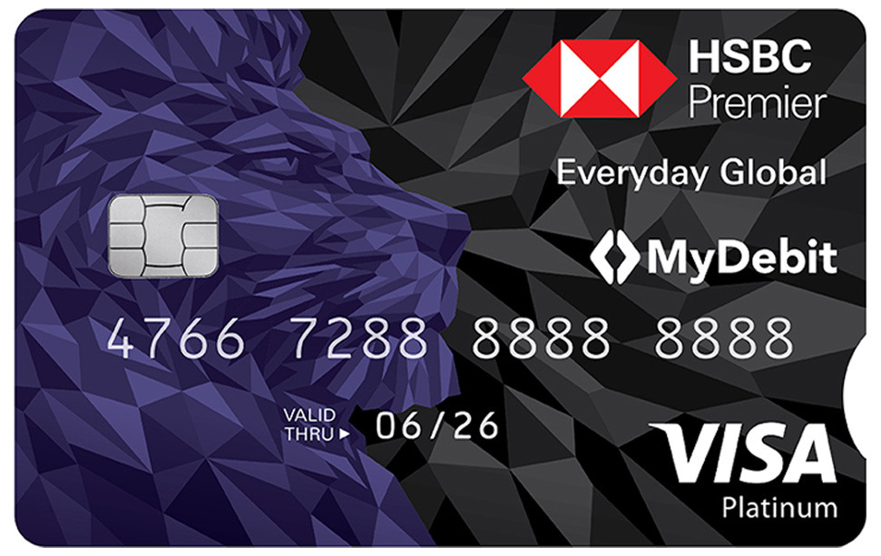 Card face of HSBC Premier Everyday Global Account; image used for HSBC Malaysia Everyday Global Account page.