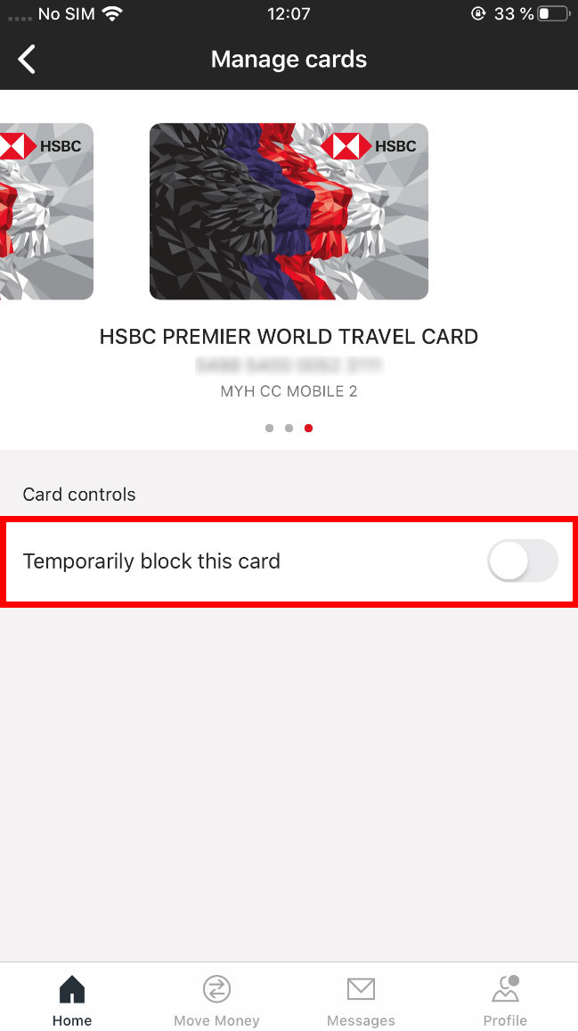 card control, the temporary lock card switch is turned off