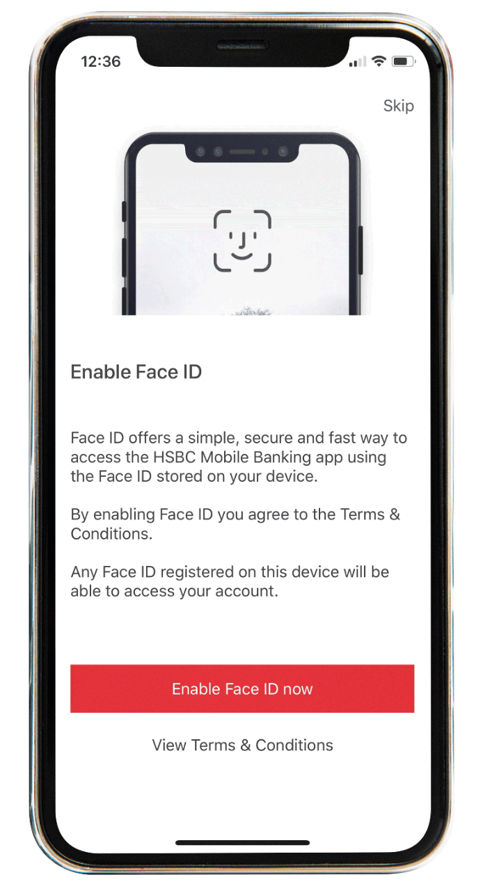 Enable face ID page