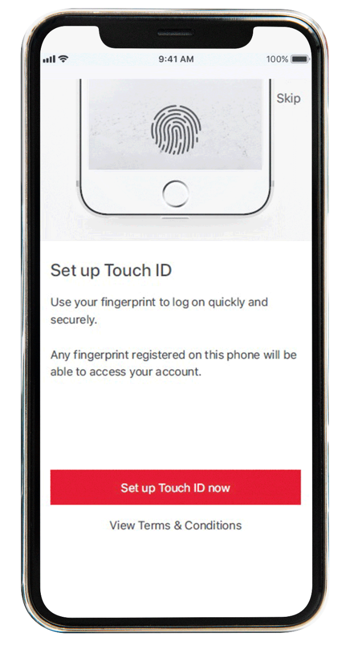Set up touch ID screen