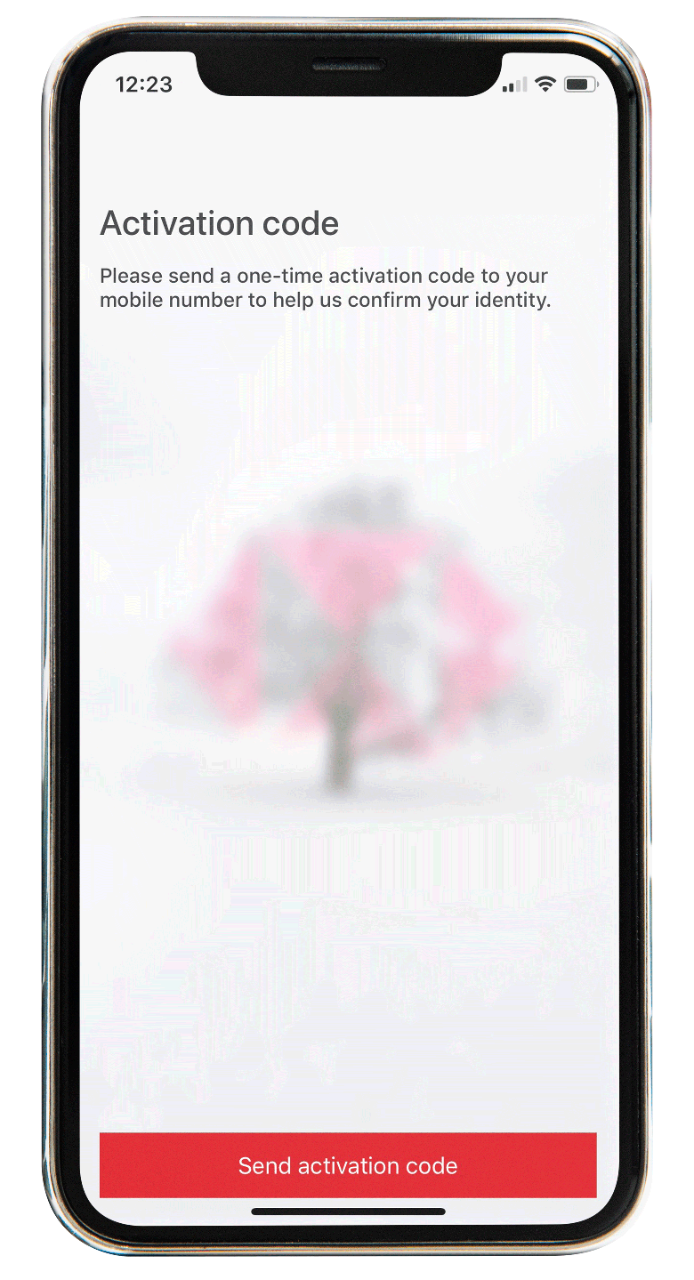 Receiving activation code screen