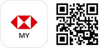 HSBC MY app icon and QR code for app download