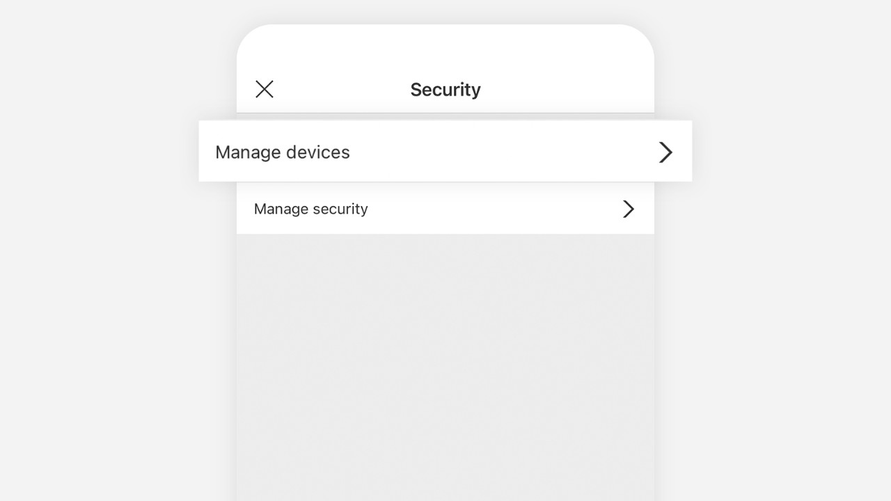 Managing devices screen