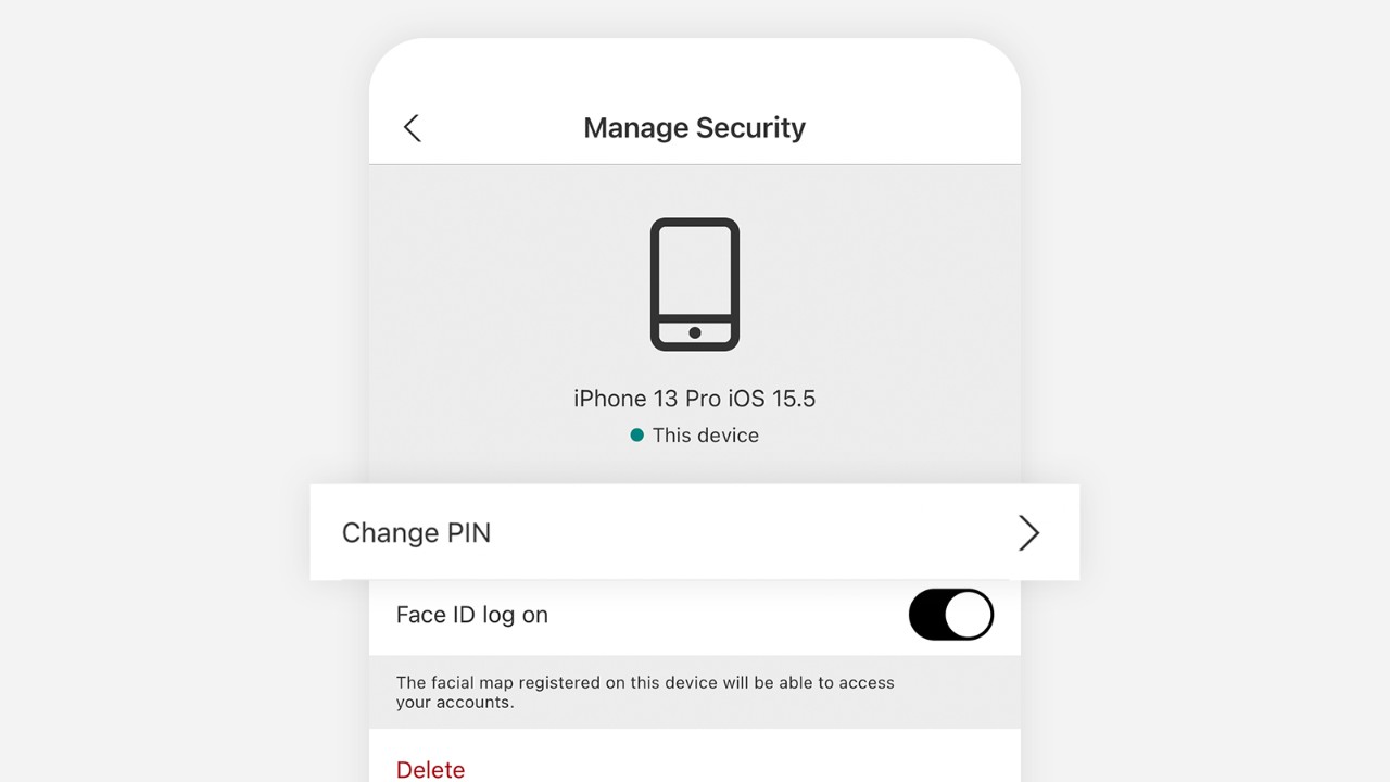 Change PIN screen